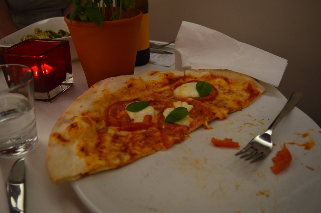 Caprese Pizza: Sarah couldn't wait! 